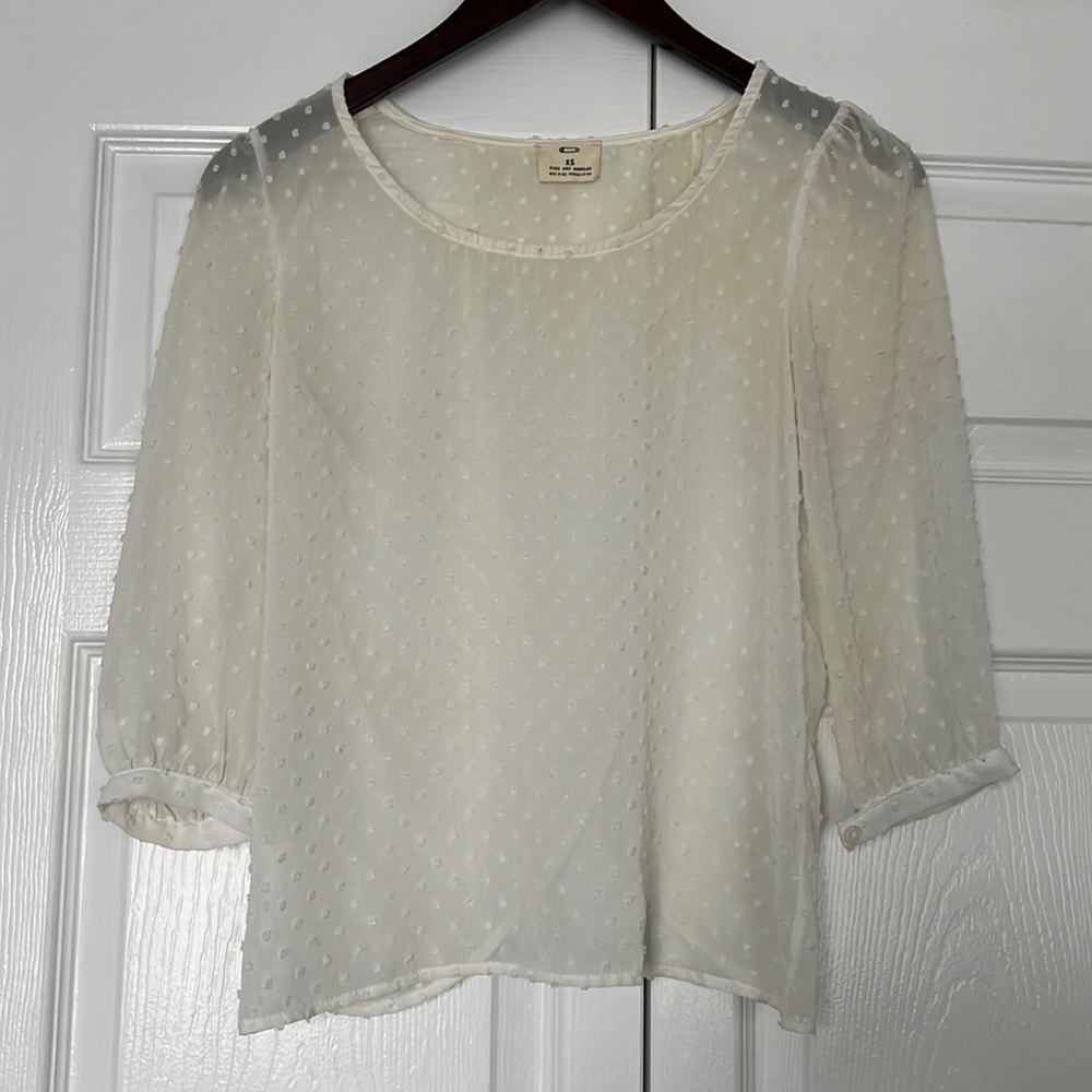 Pins & Needles White Sheer Textured Open Back Blouse